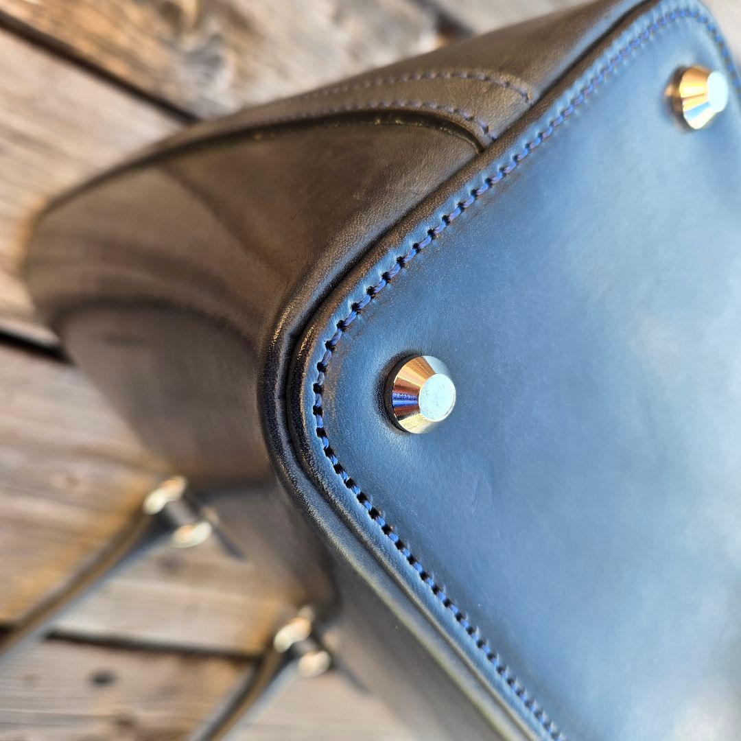 【美品】万双　双鞣和地　トートバッグ　ネイビー　ビジネス