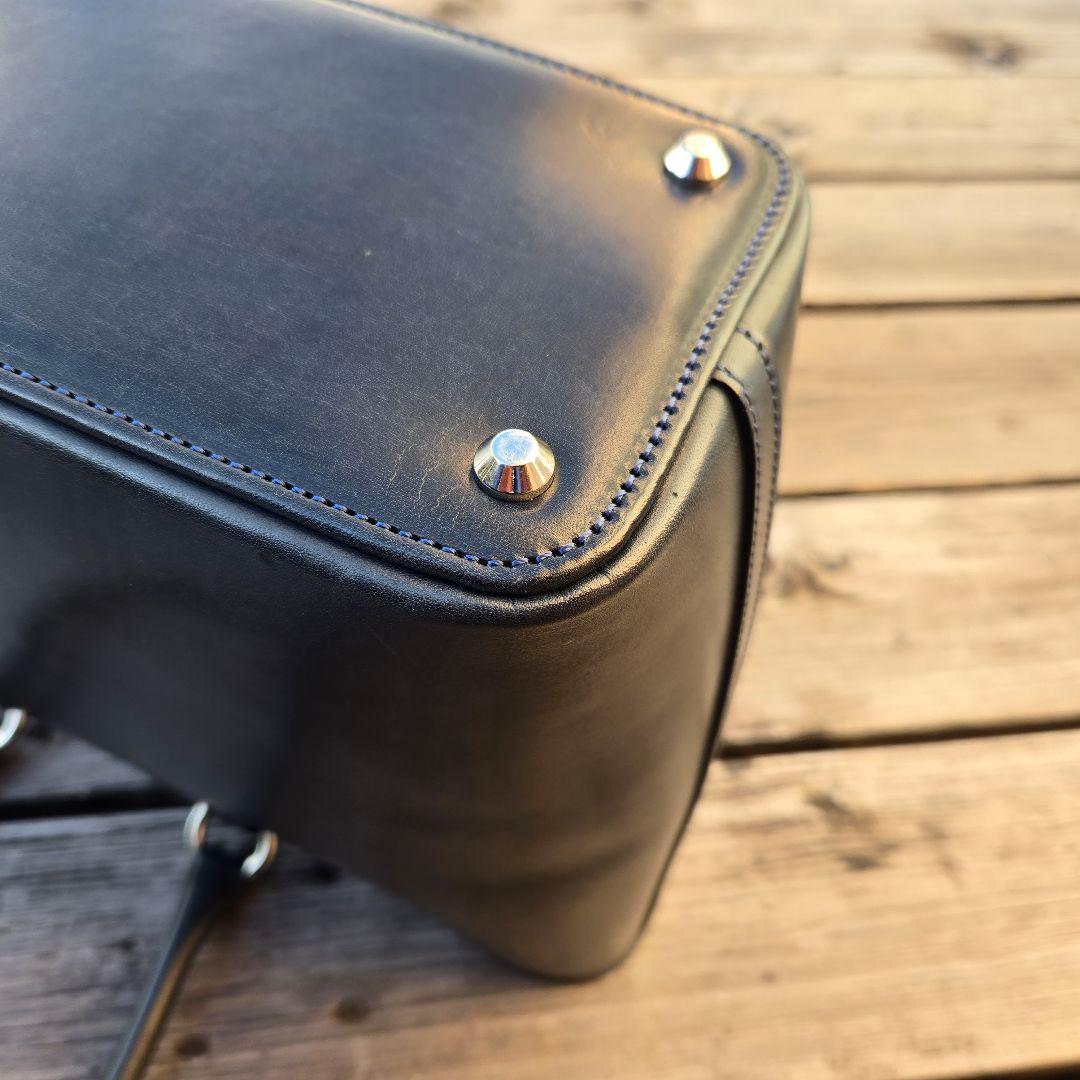 【美品】万双　双鞣和地　トートバッグ　ネイビー　ビジネス