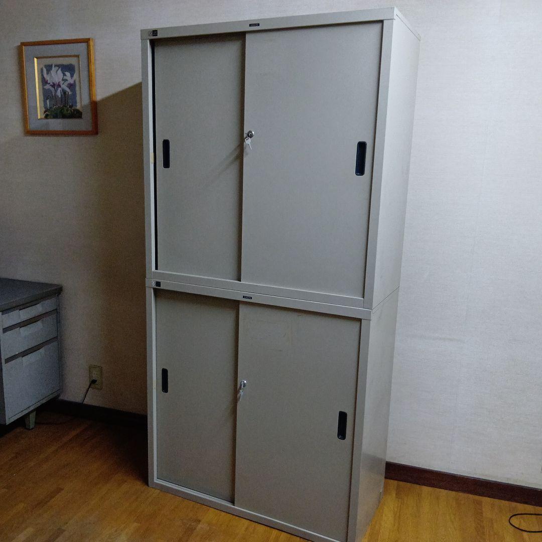 コクヨ キャビネットスライド式扉 グレー 中古 汚れ有り 88×120×40cm