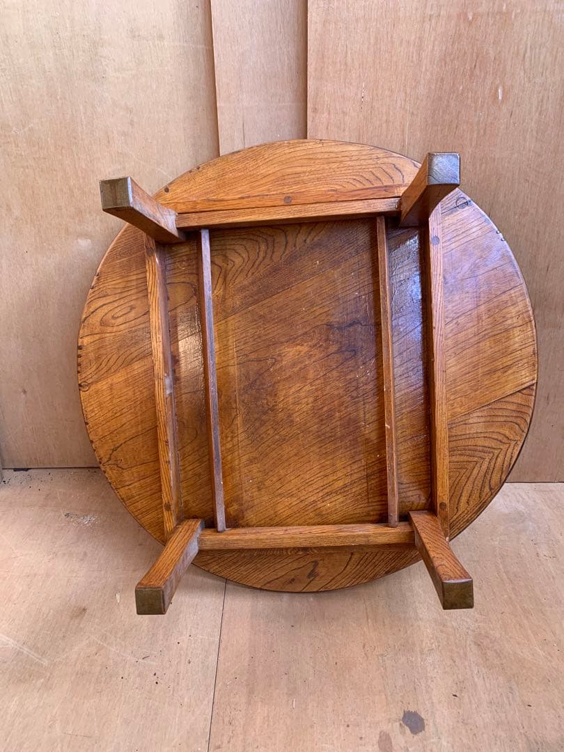 MoeMoe様専用 古い木味の丸ちゃぶ台 折り畳み収納式 古家具