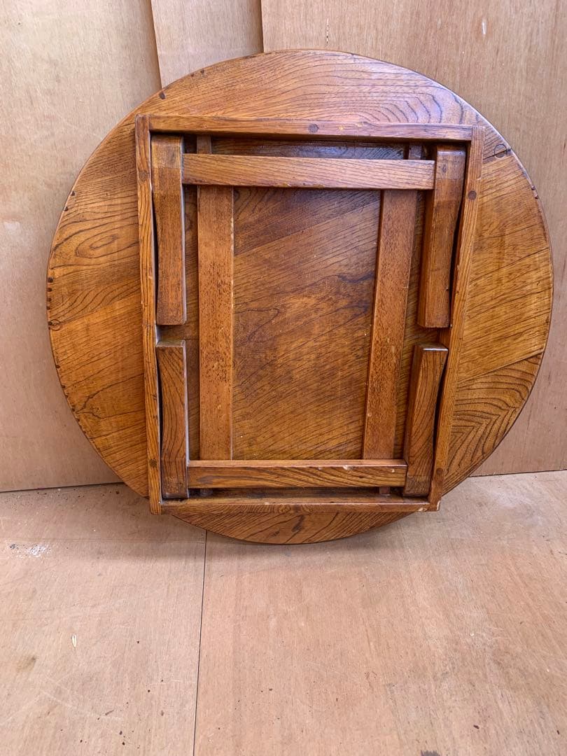 MoeMoe様専用 古い木味の丸ちゃぶ台 折り畳み収納式 古家具 丸 ちゃぶ台
