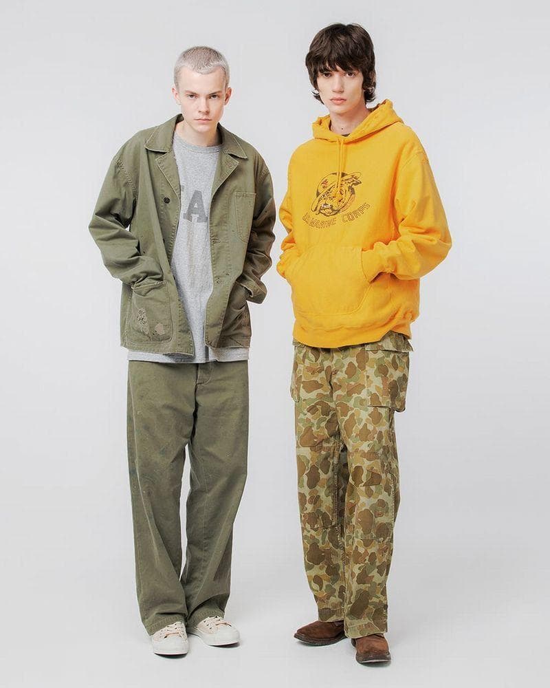 XL 25SS バウワウ USMC ブルドッグ ビンテージ 加工 パーカー 黄