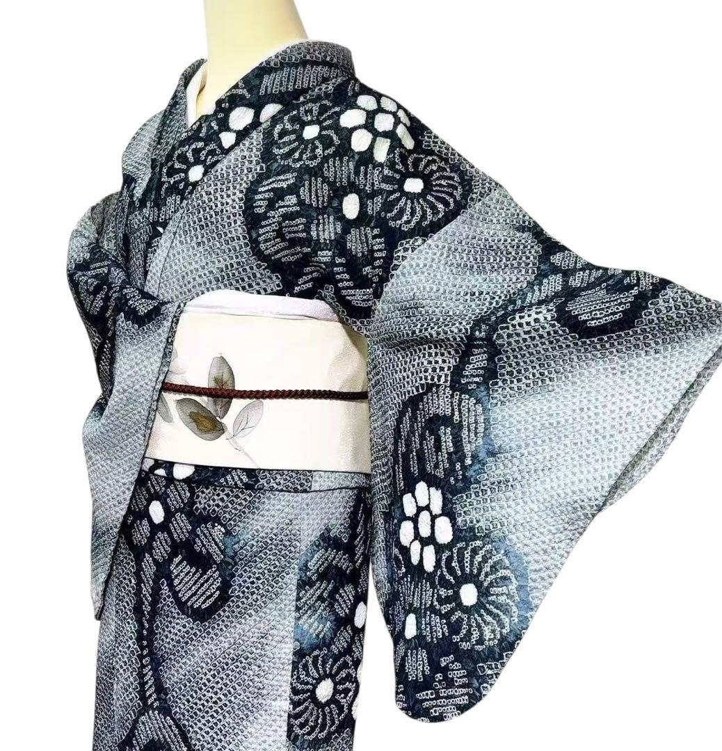 A73有松鳴海絞り高級浴衣 希有辻ヶ花綿　美品　女子会　花火大会　身丈161cm