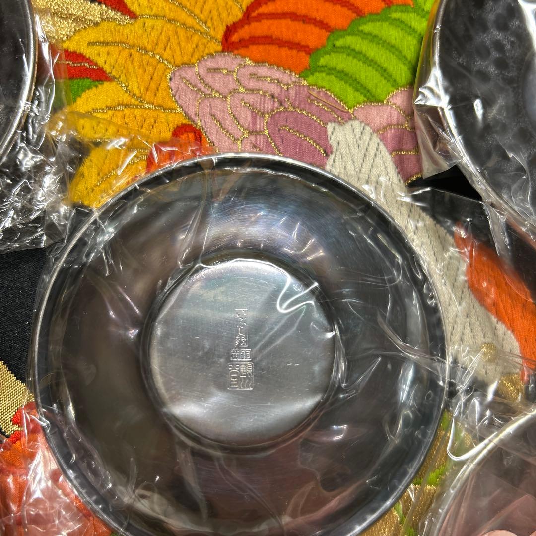 いぶし銀　銀川堂　茶托5枚セット　黄銅製　鎚起銅器