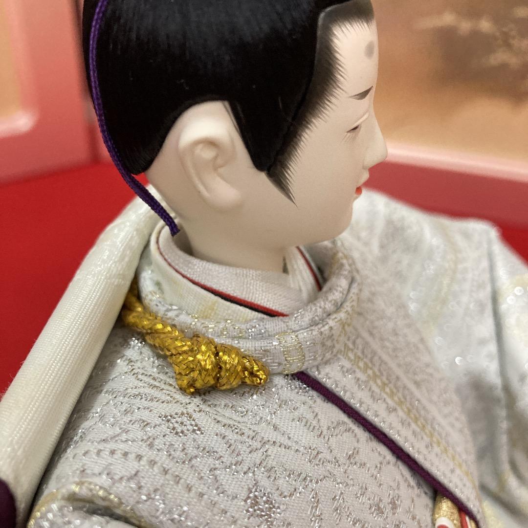 F15 シルバー・金色衣装　優しいお顔のお雛様　訳あり特価　親王飾り