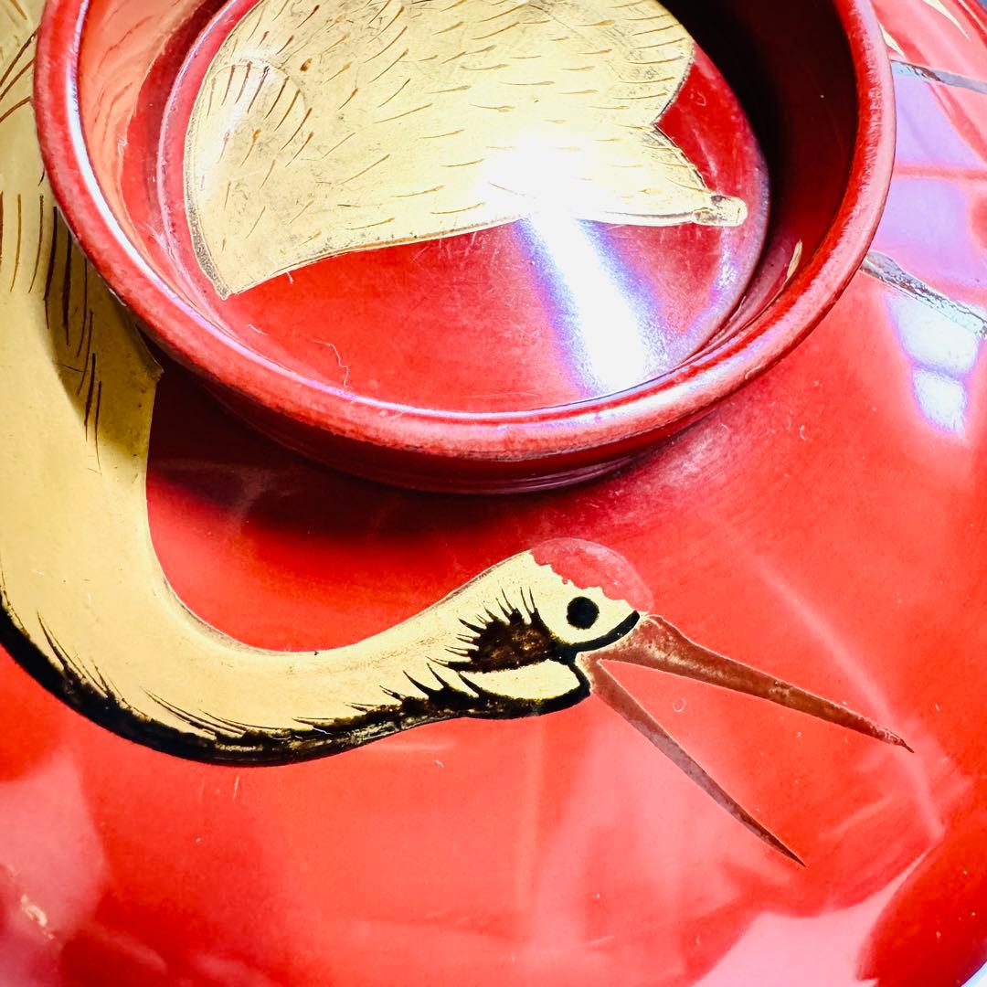 漆器輪島塗　蒔絵金彩細工鶴文　木製　蓋付椀　お煮物椀　吸物椀　10客　骨董品