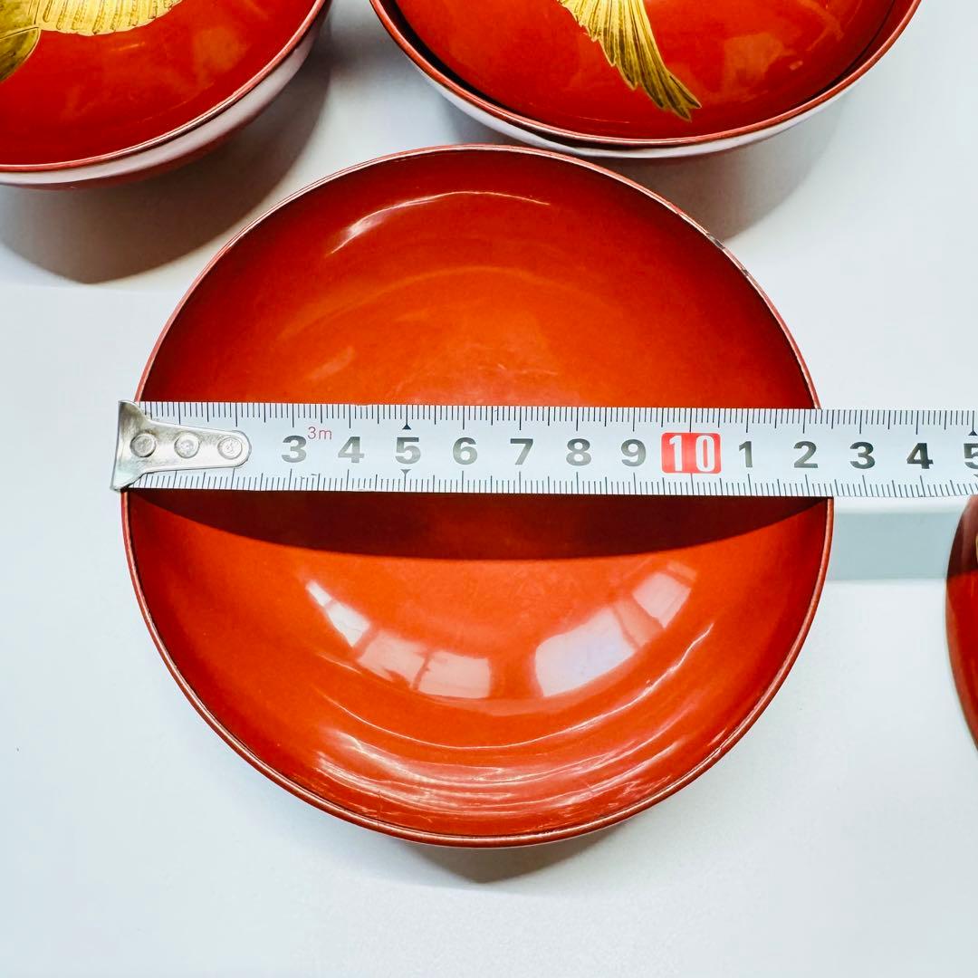 漆器輪島塗　蒔絵金彩細工鶴文　木製　蓋付椀　お煮物椀　吸物椀　10客　骨董品