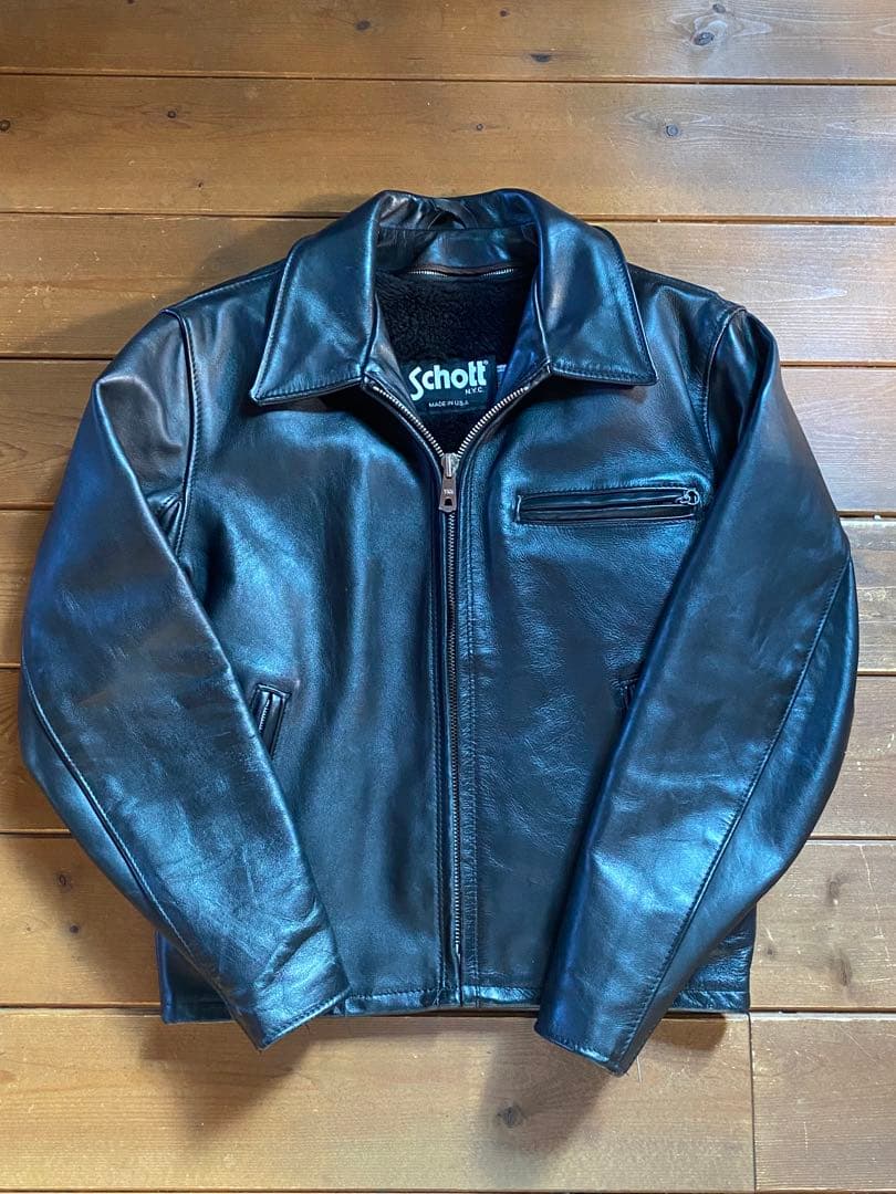 90´s Schott 642 襟付きシングルライダースジャケット size38