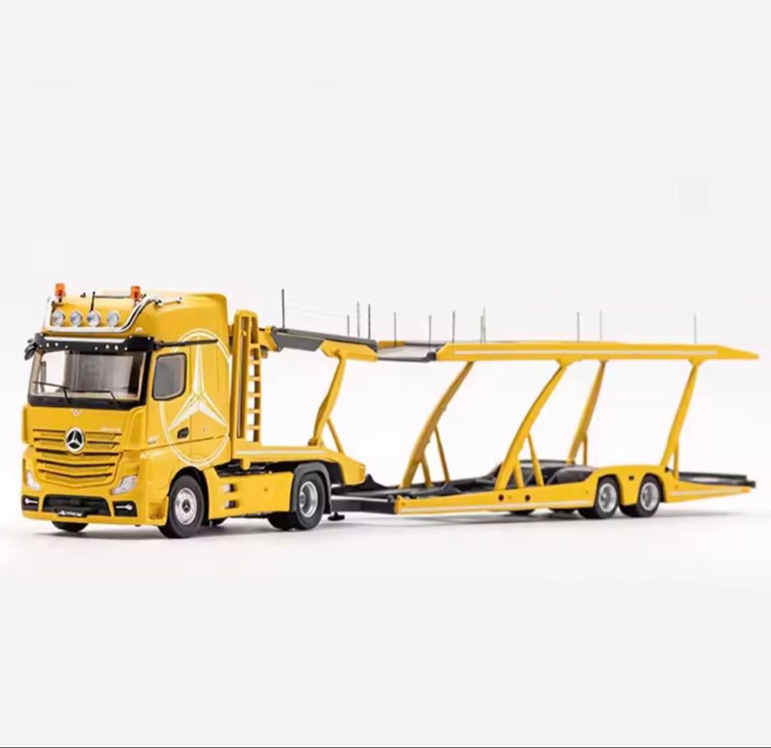 1:64 メルセデス・アクトロス ダブルデッキ輸送トレーラー 合金ローラーモデル