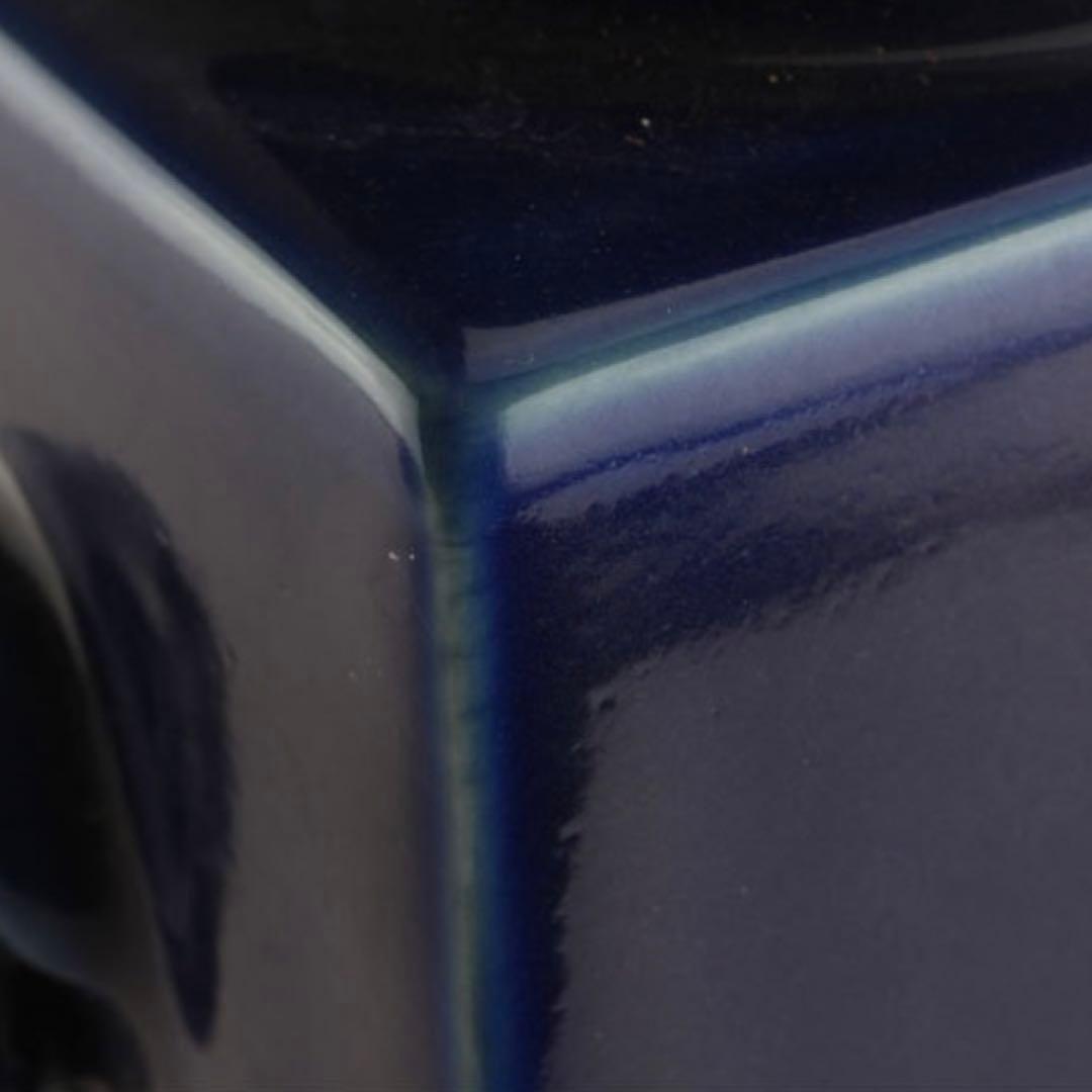 中国 清時代 骨董品 大清康煕年製 齊藍釉 象耳琮