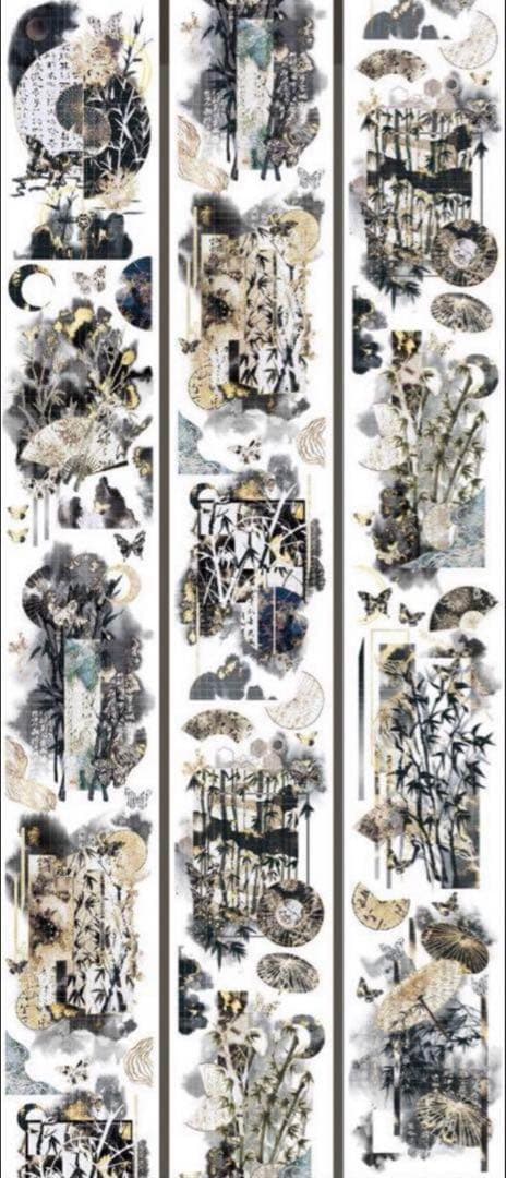 贝壳光 6.5cm×10m 水墨竹林 海外マスキングテープ 贝壳光 6cm×10m