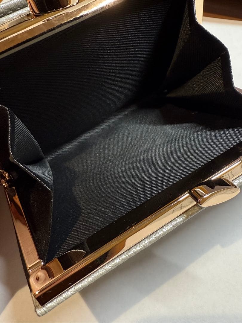 皇居 シルバー 二つ折り がま口 財布