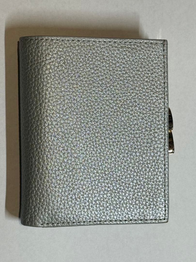 皇居 シルバー 二つ折り がま口 財布