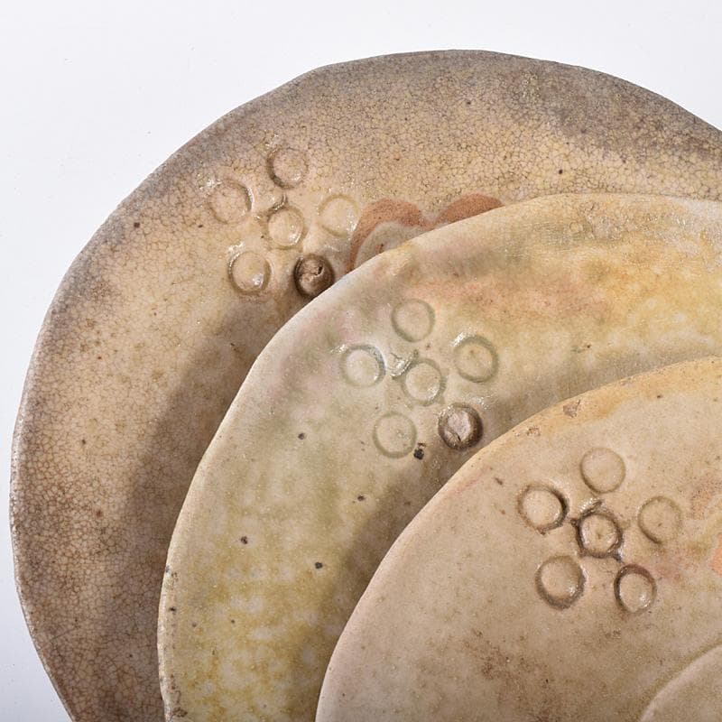 瀬戸焼　古瀬戸　銘々皿　五客　在銘　時代箱付　D　R8256