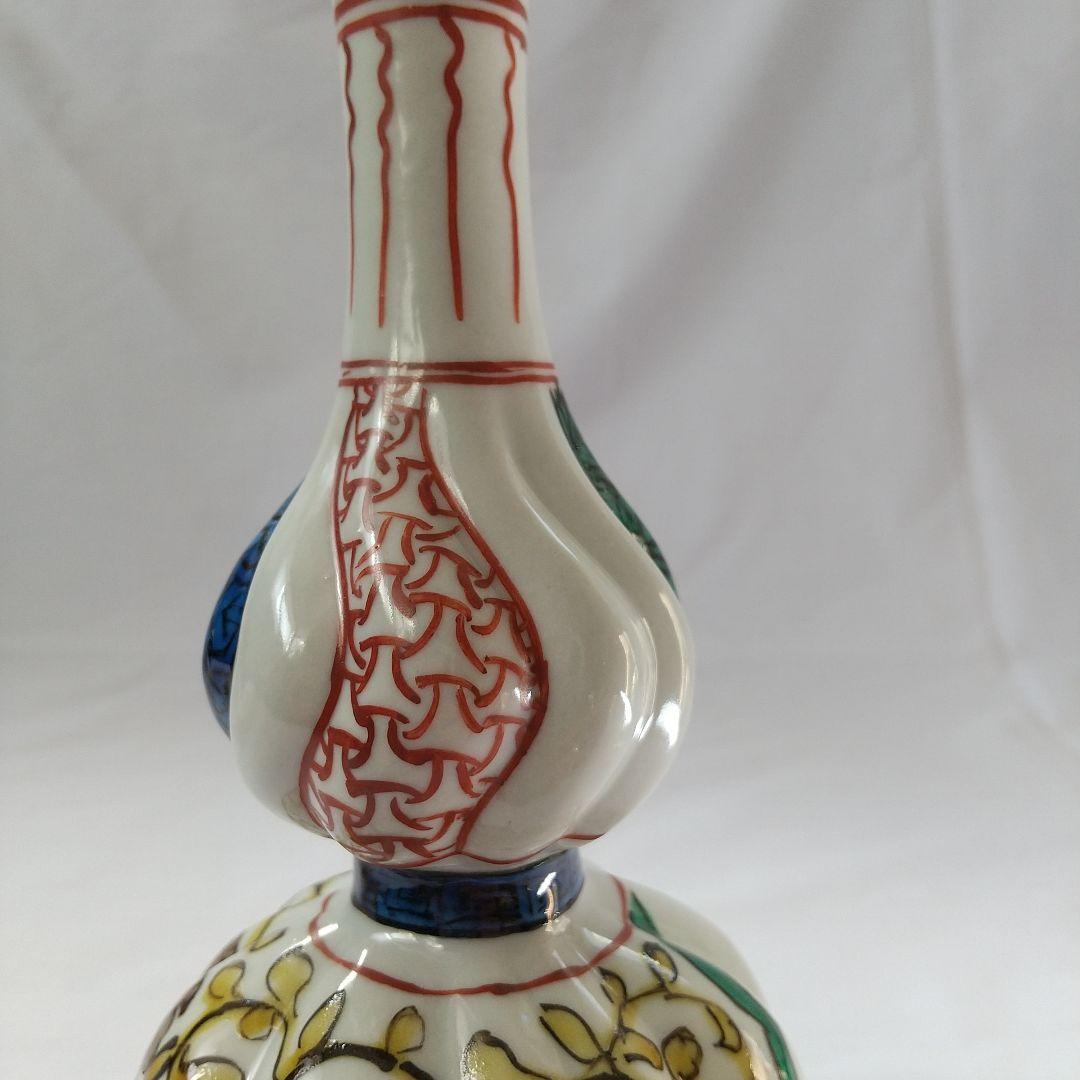 九谷焼 陶源 色絵 酒瓶 一双