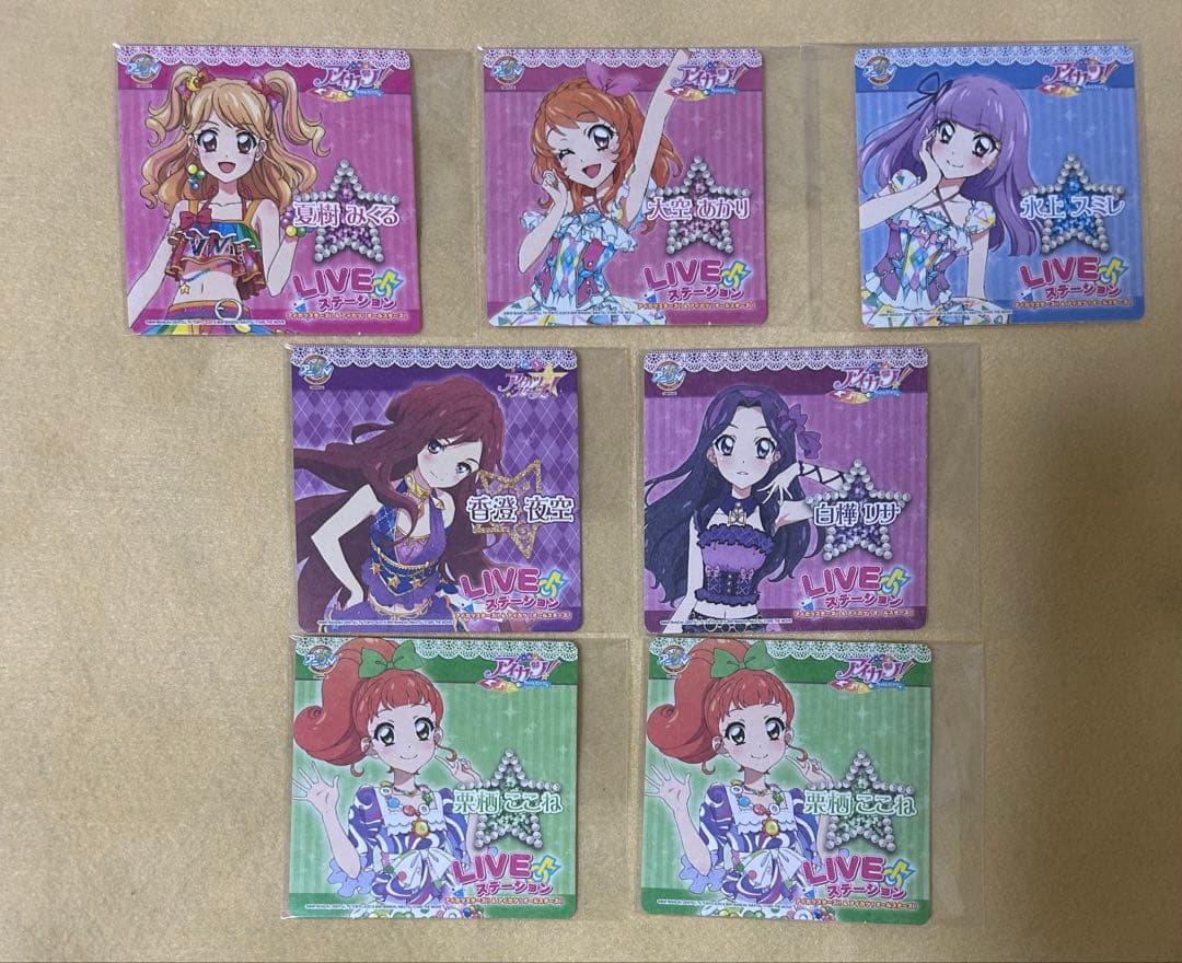 【96】アイカツ　アニon コースター8枚セット　みくる　あかり　スミレ 96】アイカツ アニon コースター8枚セット みくる あかり スミレ 96