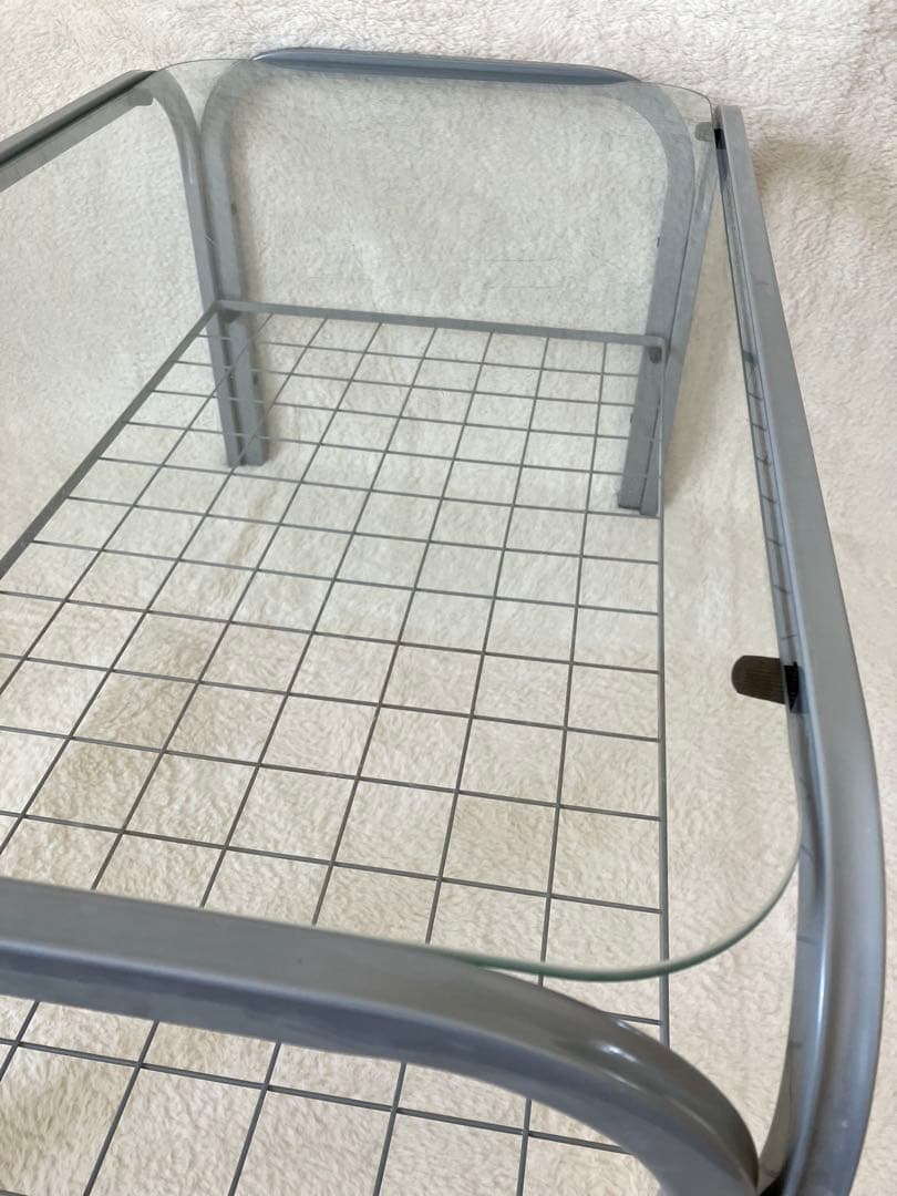 のの様専用 ガラステーブル 昭和 シルバーグレー アイアンフレーム