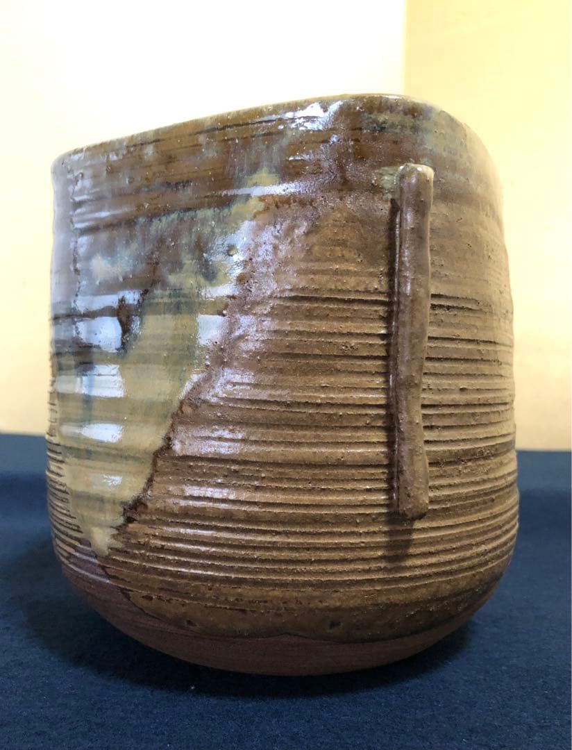 《R》茶道具 高取釉 菱形水指 森岡壽祥造 共布 共箱　251020い4