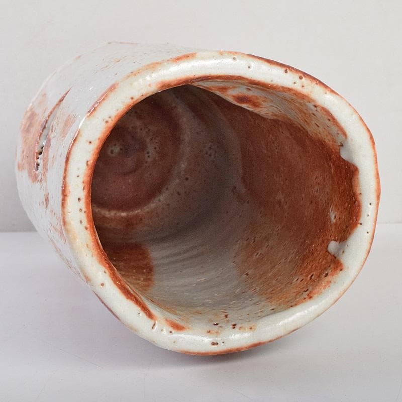 人間国宝　加藤卓男作　鼠志野　花入　共箱　V　R9232