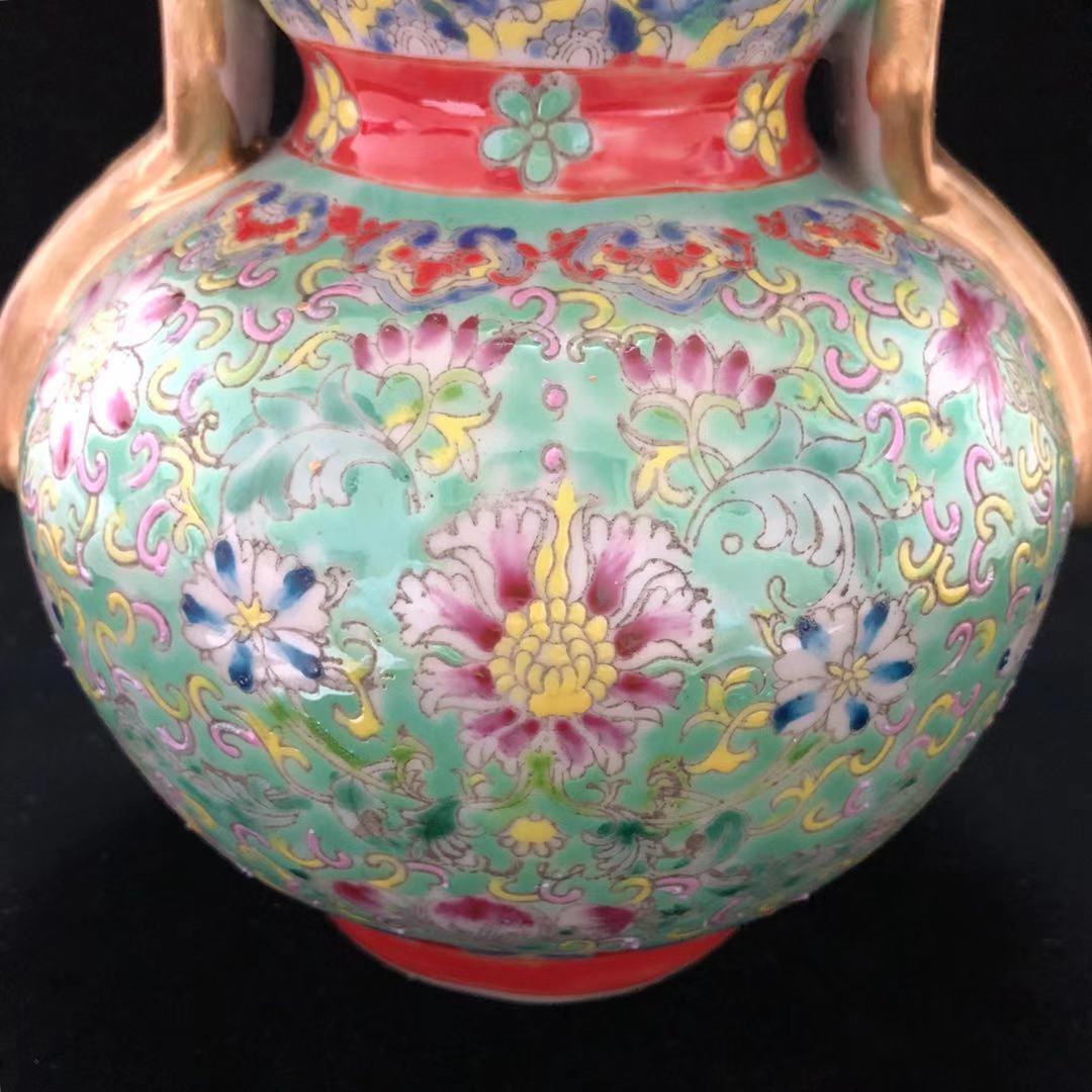 大清 乾隆 風水 ひょうたん瓶 高さ29CM 粉彩 骨董品 擺件 古賞