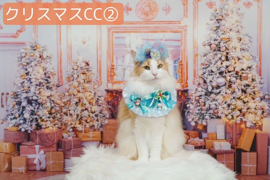業務用トリミングチョーカー+背景布 クリスマスツリー ペットサロン 雪 犬