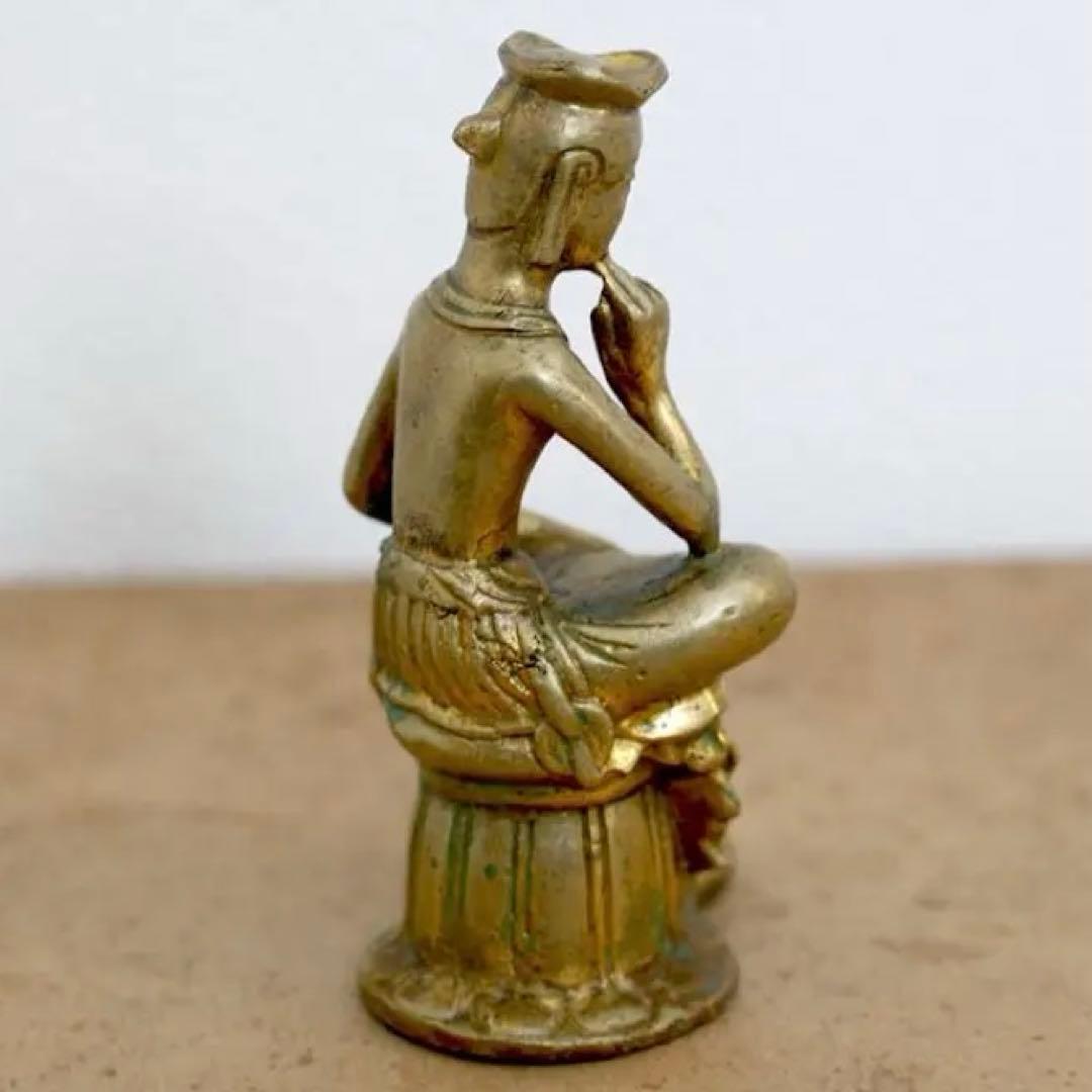 時代物 朝鲜 李朝 金銅仏 仏像 半跏思惟像 弥勒菩薩 仏教美術