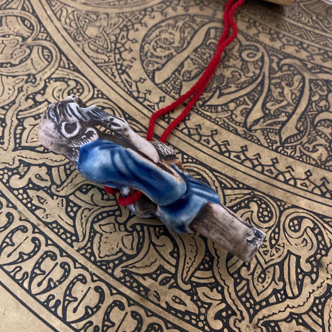 江戸中期〜後期？ 古根付け 掲げ物 陶器×天然素材 2点セット