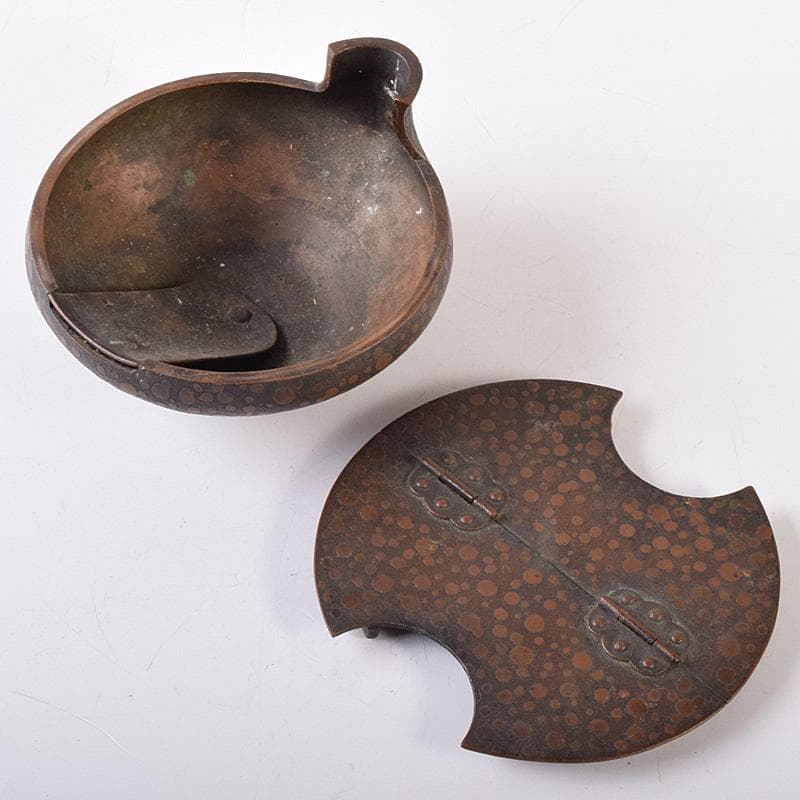 古民具 古銅製 行燈灯芯入れ C R8113