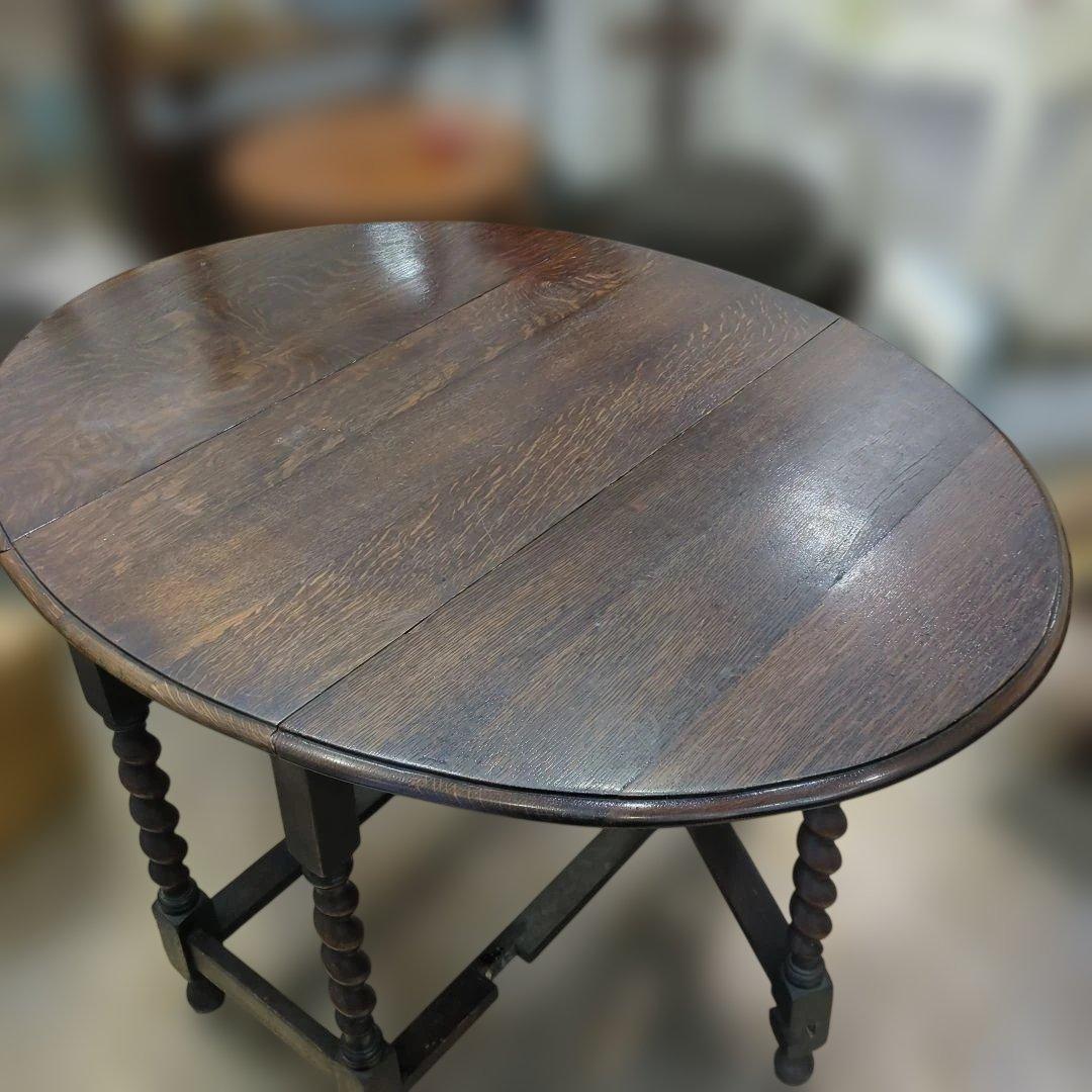 アンティーク ダークブラウン ドロップリーフテーブル 木製 机