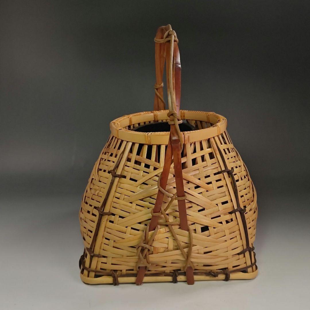 イ830 花籠『島田竹宝斎』『宗全篭 白竹花入 花器 紙