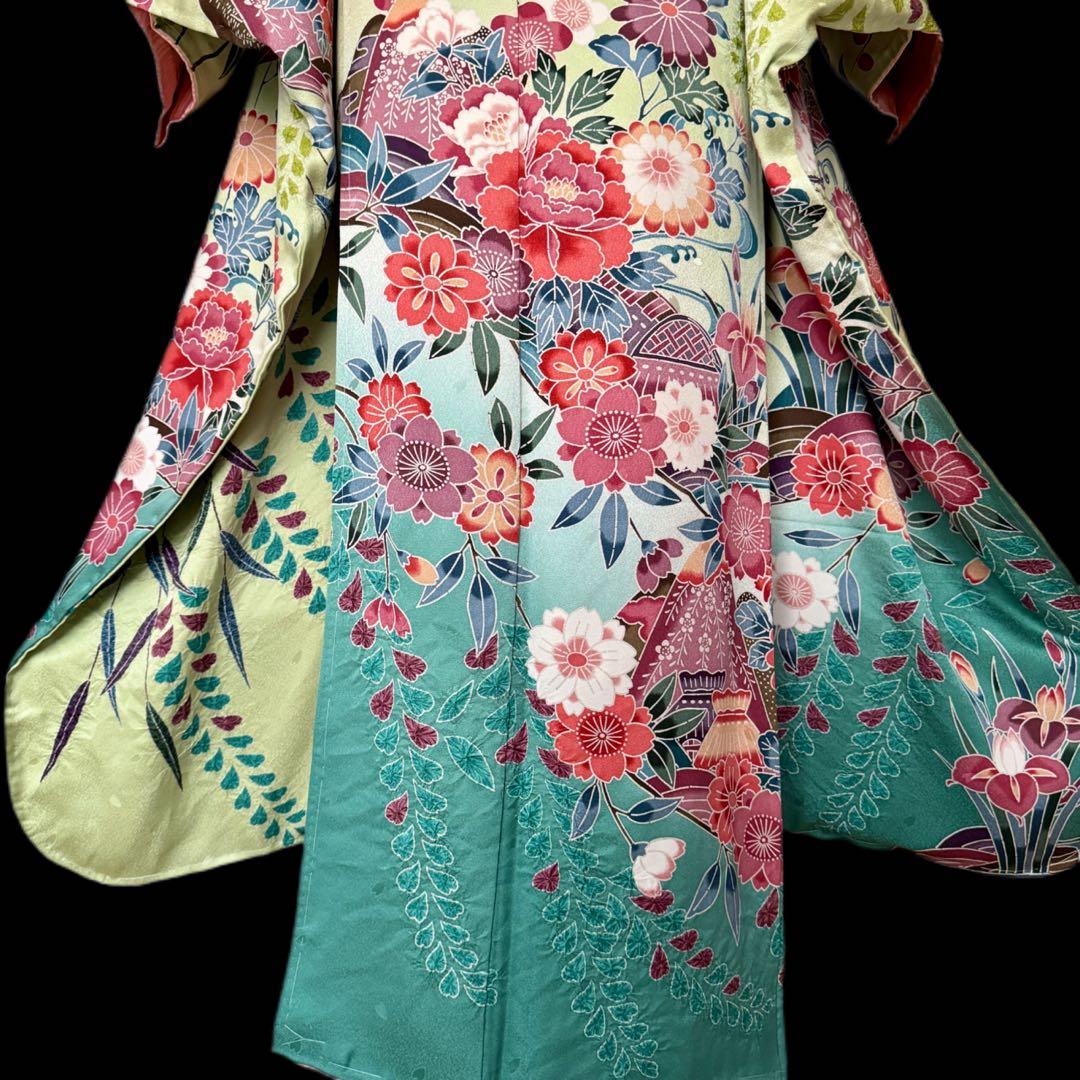 未使用品 振袖フルセット トールサイズ 新品長襦袢 グリーン 161