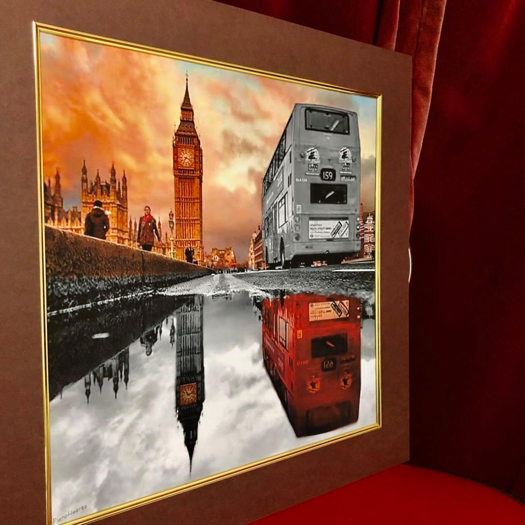 Piear Hearts「ロンドン夕景」真作サイン入り額装済み100人展入選作品