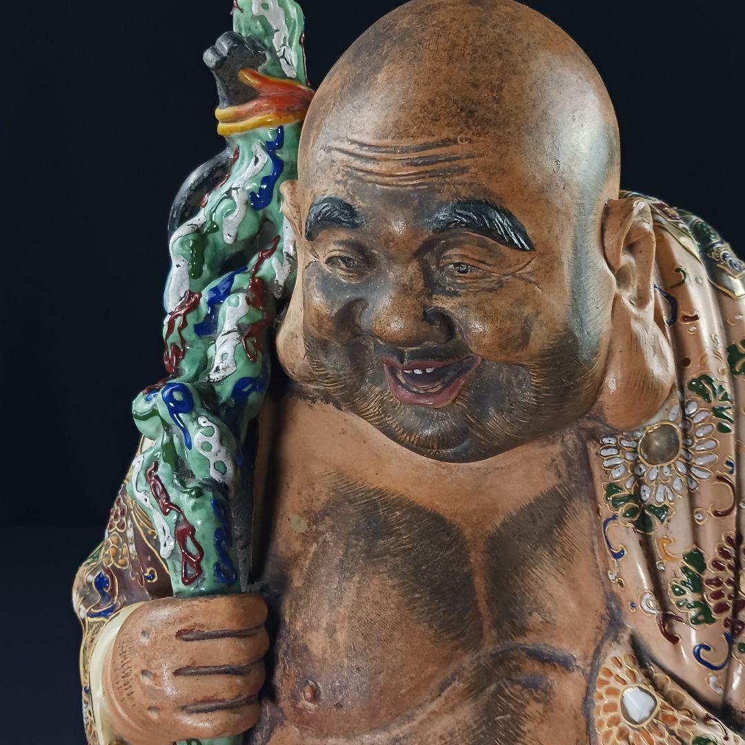 Y3122-9 九谷焼 色絵金襴手鳳凰布袋像 置物 高さ42㎝ - メルカリ