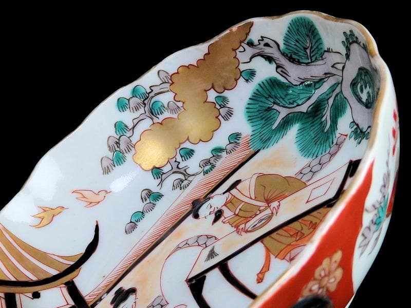 古伊万里　金襴手　唐人美人図　膾皿　５客　615AS-AEy