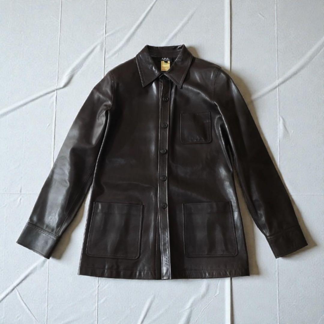 A.P.C. 馬革 レザーコート M フランス製 ダークブラウン - メルカリ