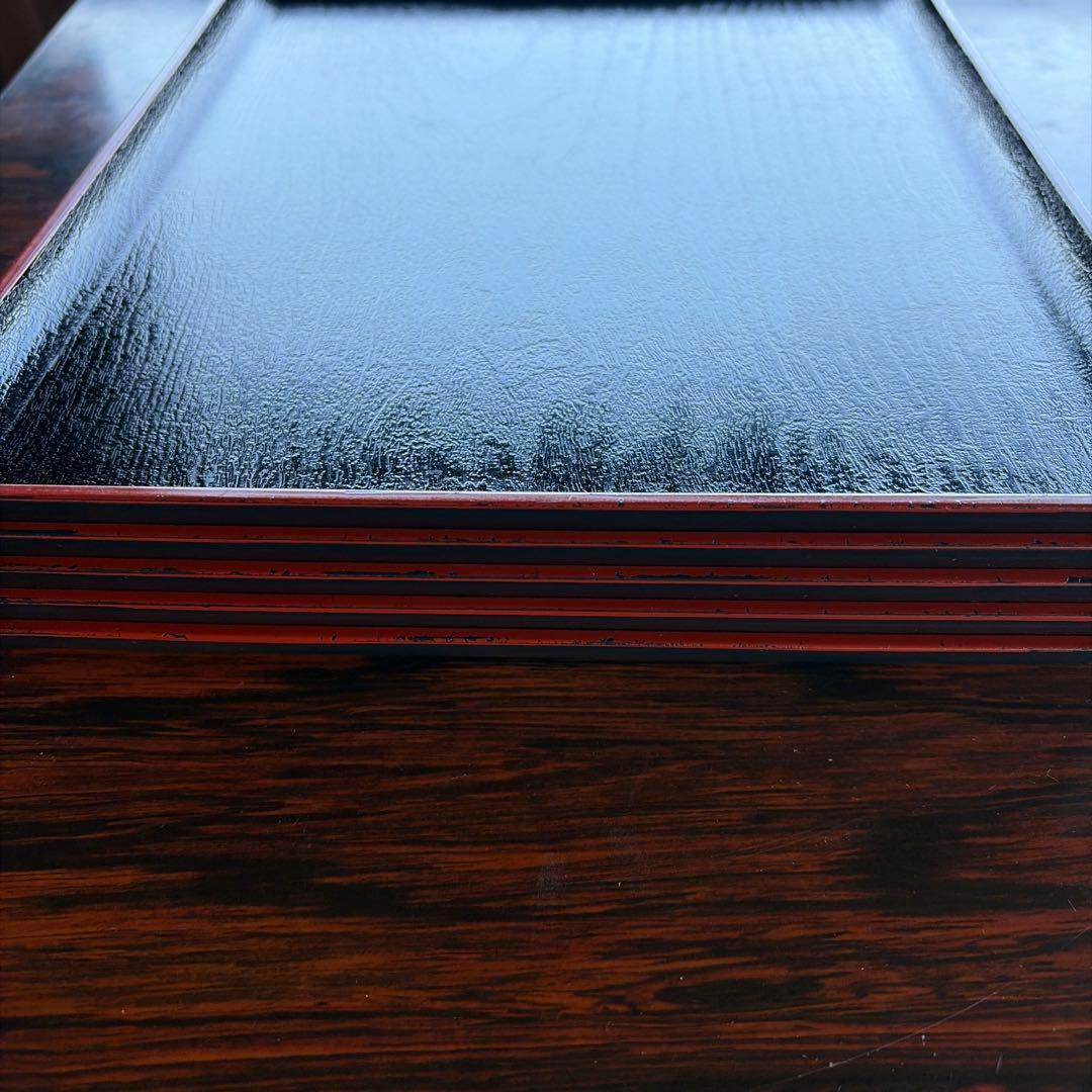 漆塗り黒長方形膳5枚セット 中古品 37cm×29cm - メルカリ