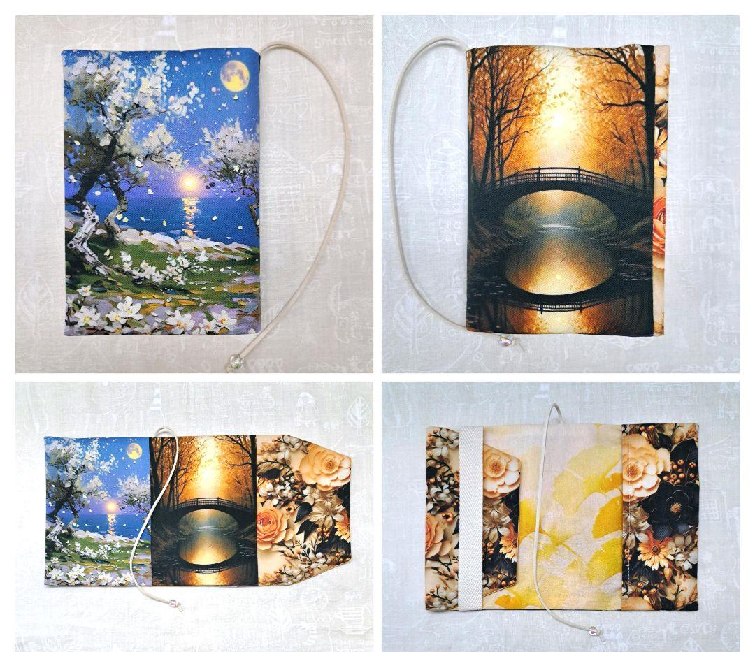 green ブックカバー、スマホポーチ