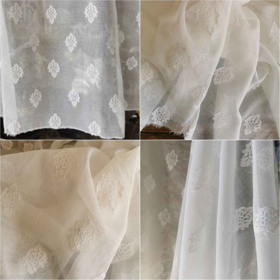 英国アンティーク ノッティンガムマドラスレース ミモザの花 幅広