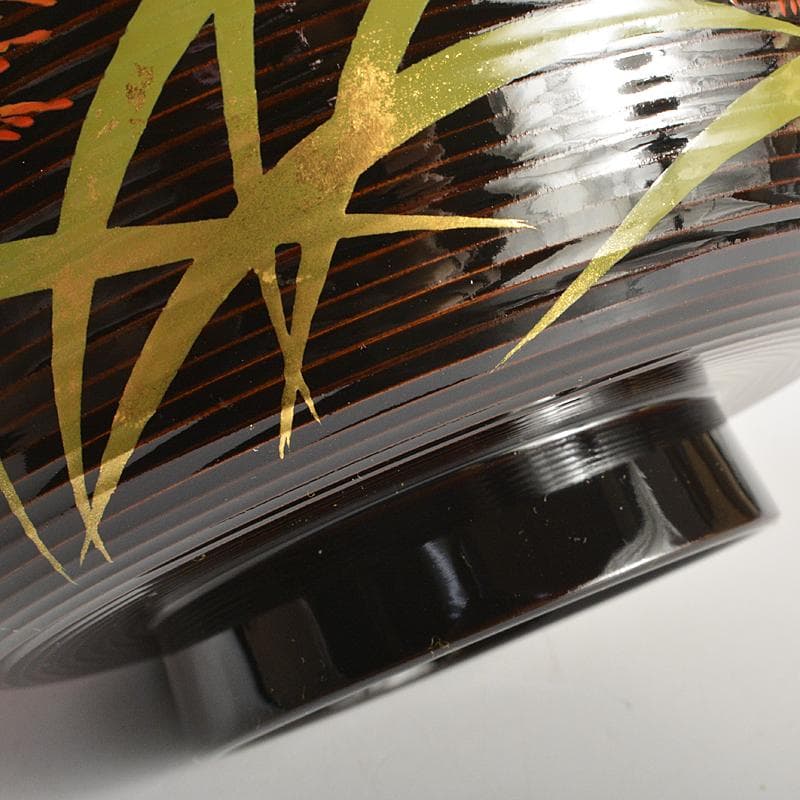 茶道具　山中塗　塗師　辻石斎造　糸目尾花椀　五客　共布共箱　U　R7473