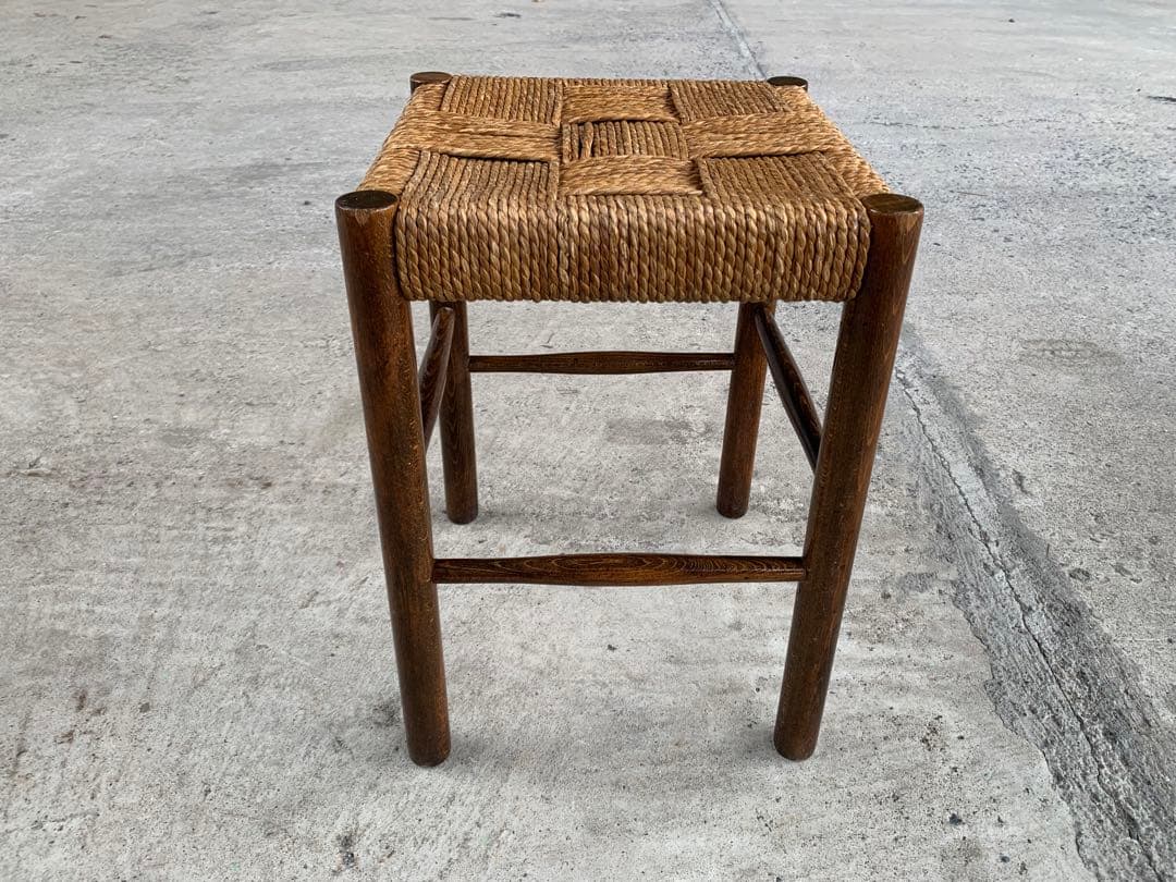 アンティーク ラッシュ スツール 縄編み チェア 民芸家具 椅子 No.5