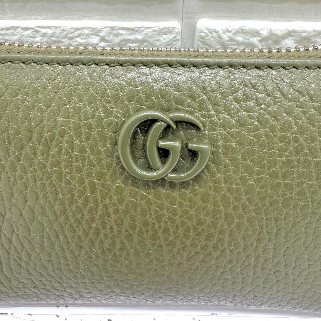 未使用級　グッチ　ケース　マーモント　GG　レザー　カーキ