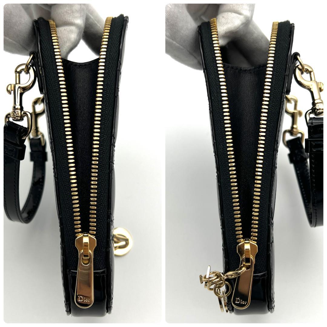 【最高級美品】ディオール カナージュ フォンホルダー パテント ブラック 764