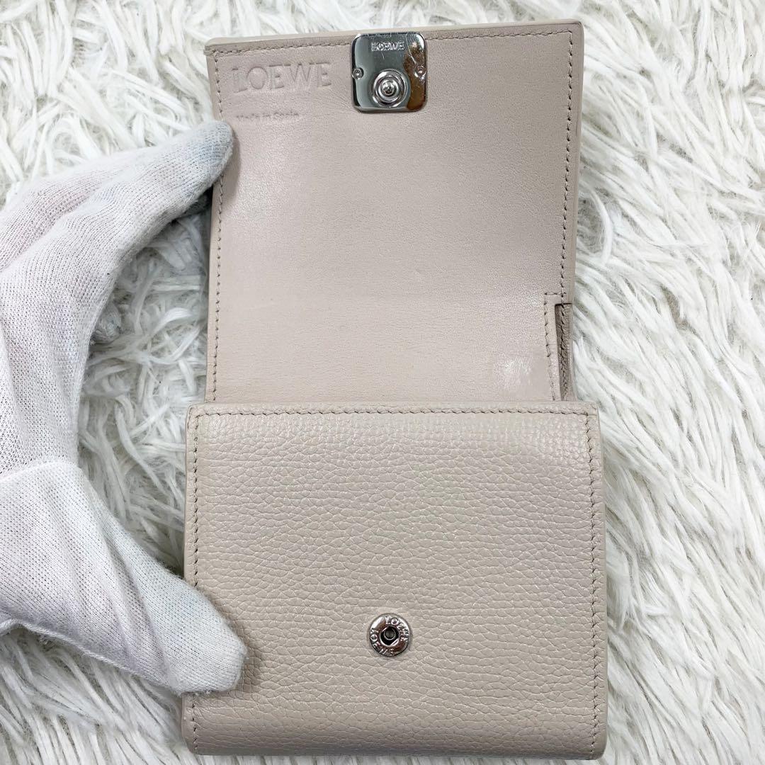 【✨極美品 現行✨】ロエベ アナグラム コンパクトフラップウォレット ベージュ