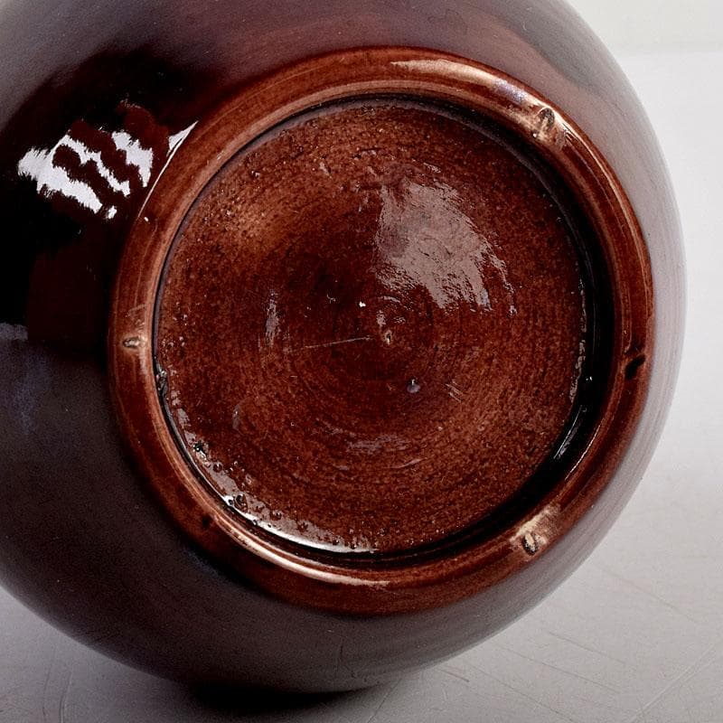 交趾焼　赤沢露石（修三）作　鶴首花入　花瓶　共箱　Z　8575