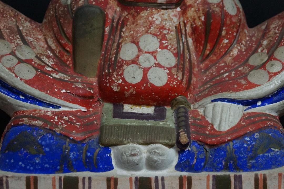 明治期 大型三次人形 天神（菅原道真）置物 光人形 粘土製歴史資料★重さ2.3㎏