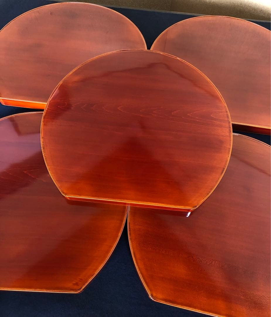 《R》飛騨春慶塗 半月会席膳5客揃 船津工芸謹製 共箱 251204お3