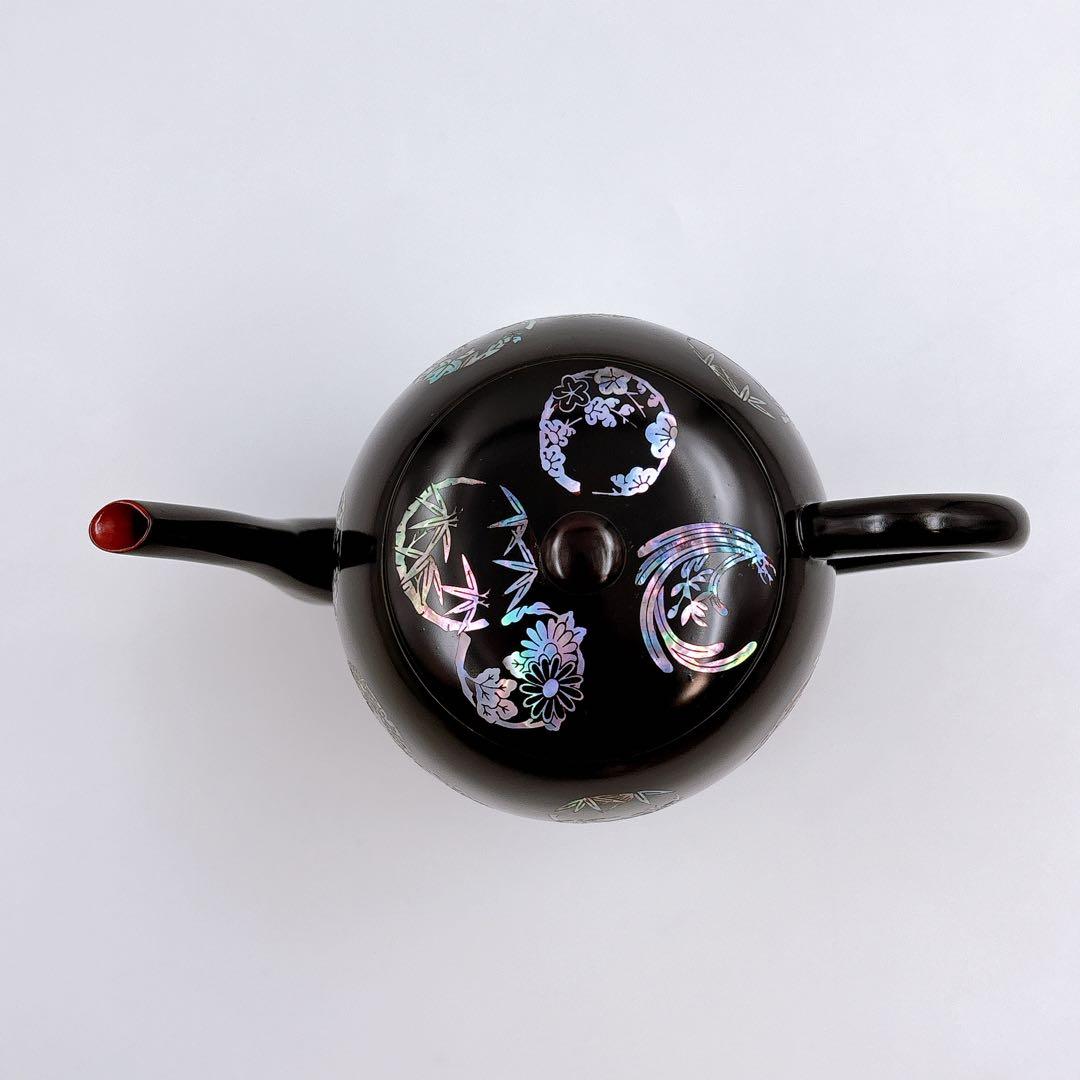 無形文化財13號 杏寸漆芸 人間文化財 李義植 丸紋螺鈿細工 水注 水次 茶器