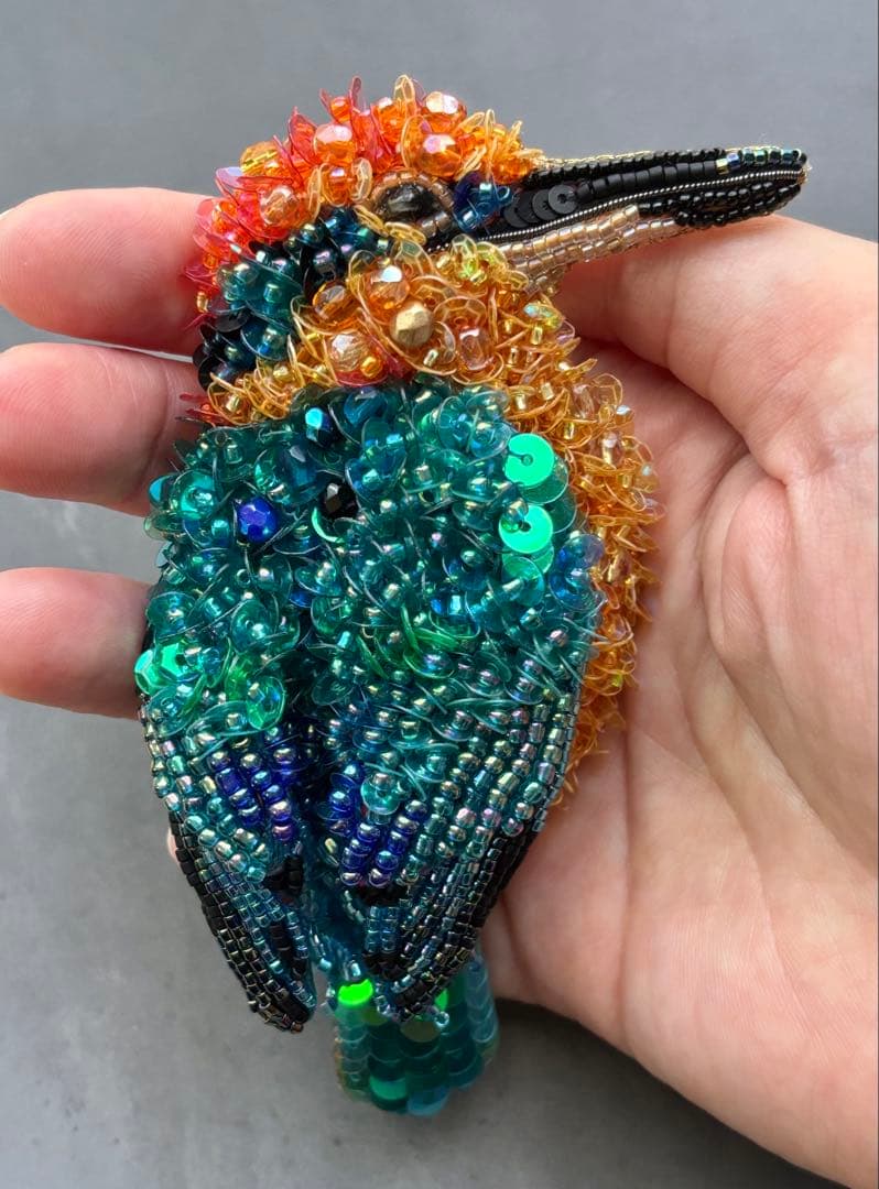 ミヤコショウビン】ビーズ刺繍ブローチバッグチャーム