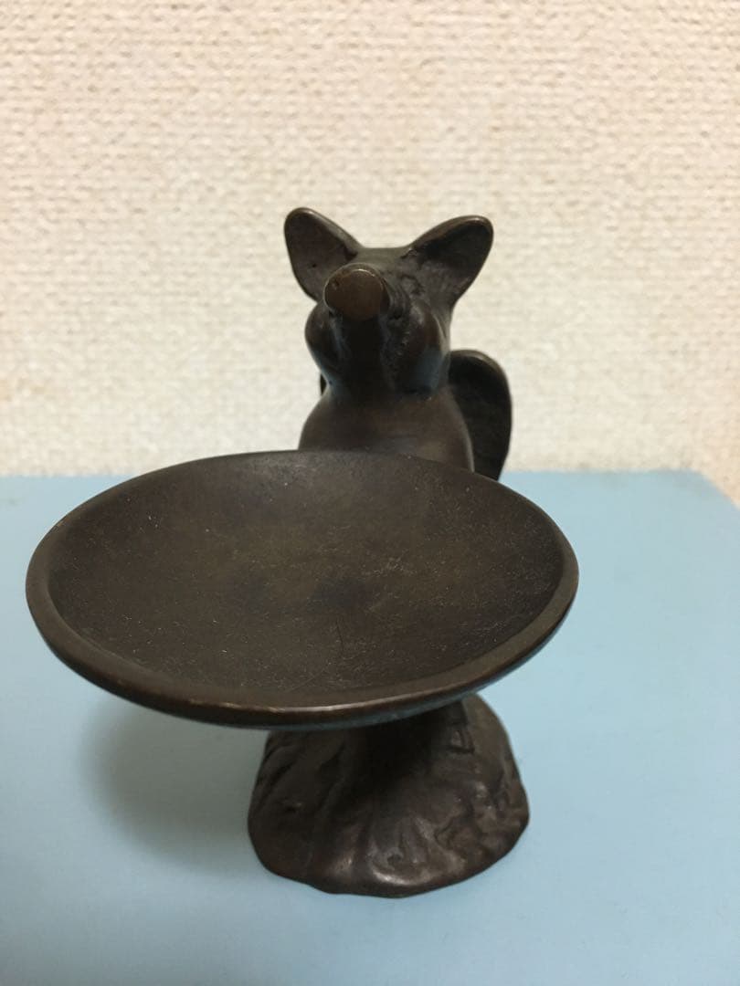真鍮製？金属製天使のこぶたアクセサリー台 エンジェルピッグ小物入れ