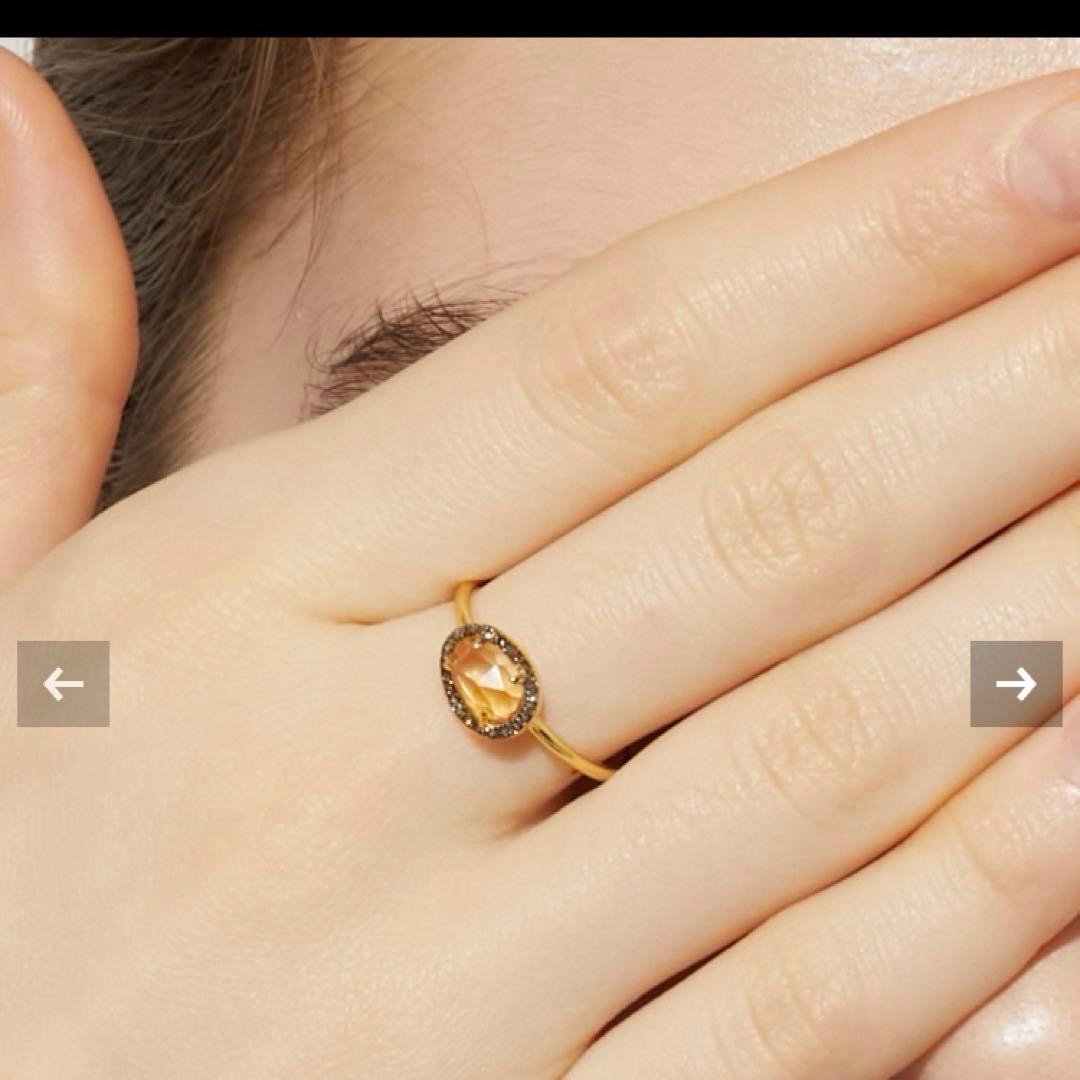 美品ARTIDA OUD ミディアム シトリン パヴェダイヤモンドリング 13号